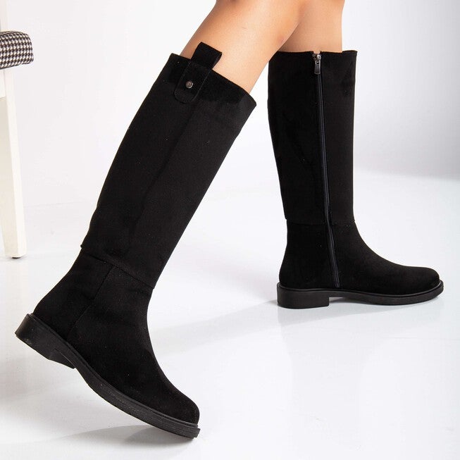 MAEVE - BLACK SUEDE KNEE HIGH RAIN BOOTS, BLACK / Black, alternate image number null