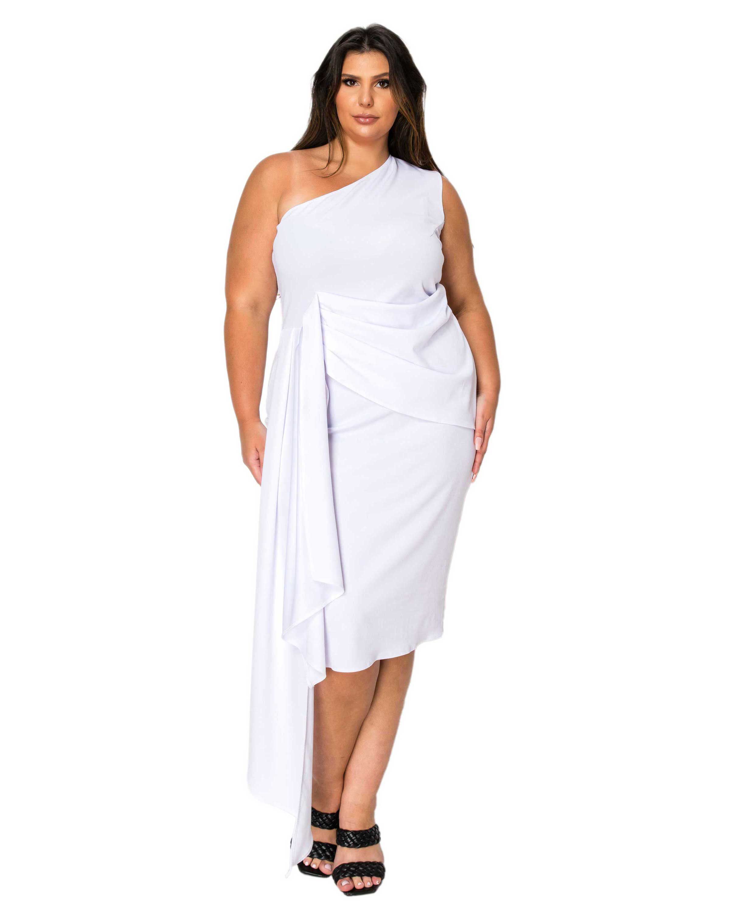 ESME FRONT DRAPED SASH DRESS, White / White, hi-res image number 0