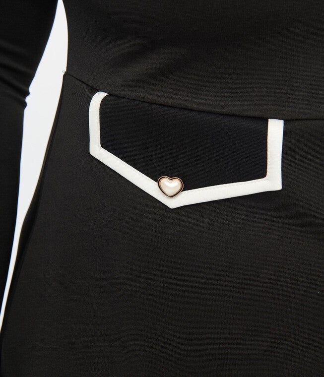 Smak Parlour Black Mock Turtleneck Fit & Flare Dress, , alternate image number 7