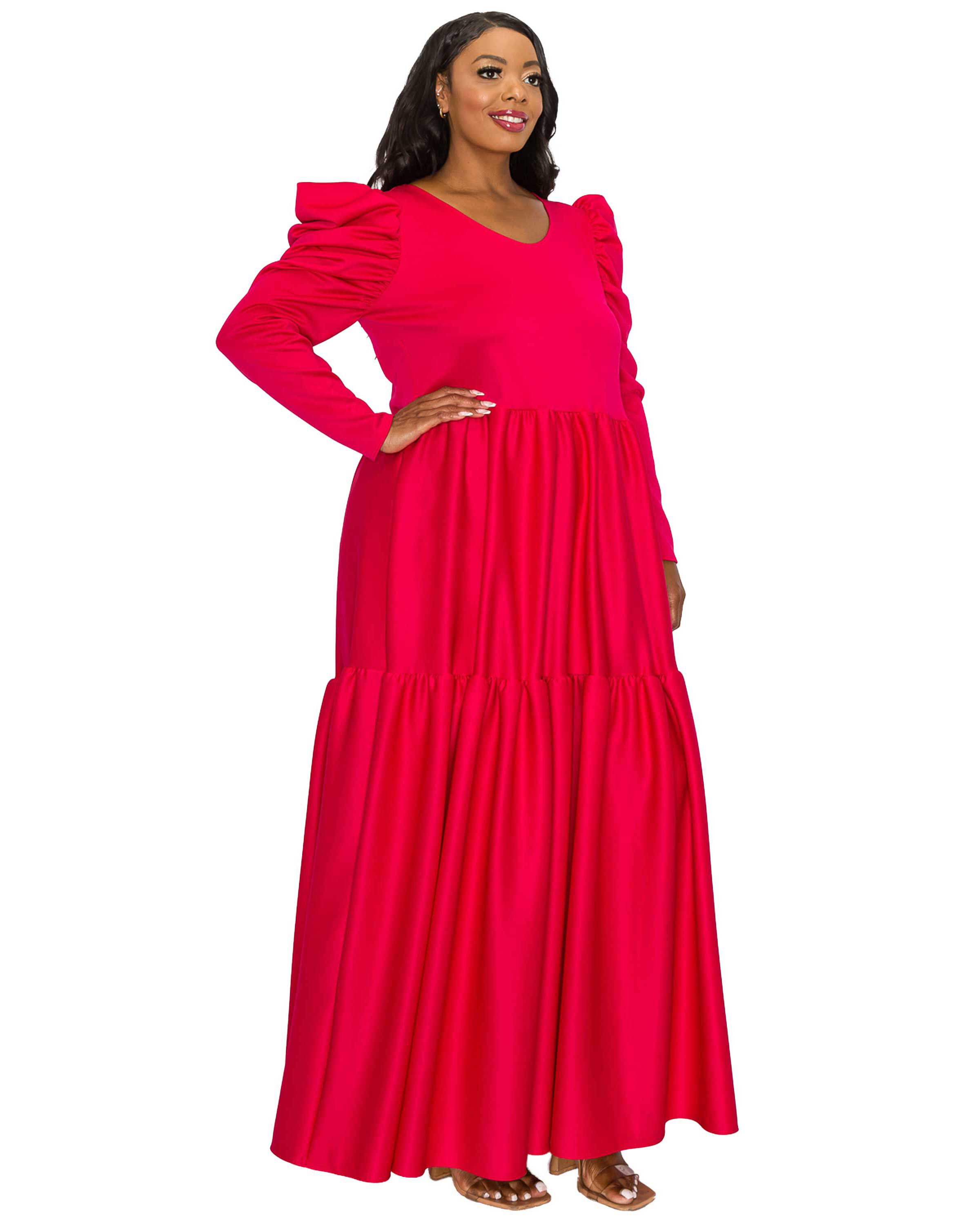 ISABEL TIERED MAXI DRESS, Fuchsia / Deep Fuchsia, alternate image number 1