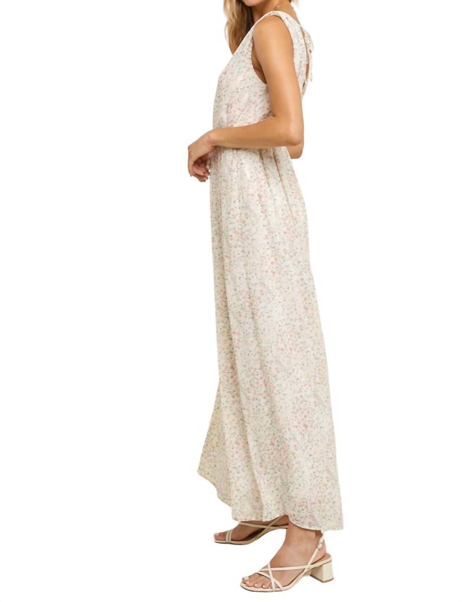 Ditsy Floral Jumpsuit, Cream / Cream, alternate image number 2