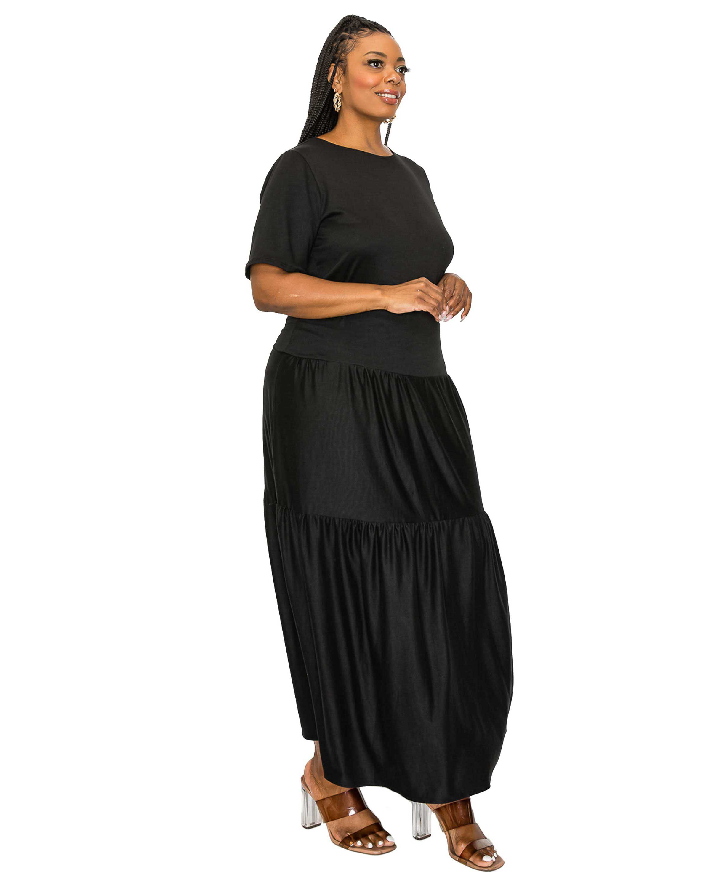 JOURDAN TIERED MAXI DRESS, Black / Black, alternate image number 2