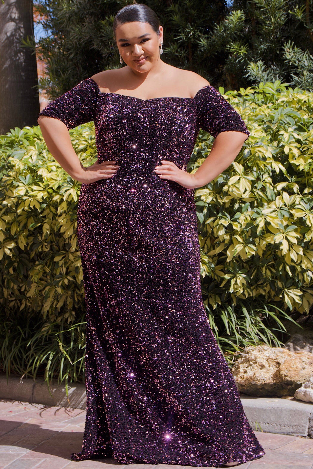 SPARK EVENING GOWN, Pink Plum / Purple, hi-res image number 0
