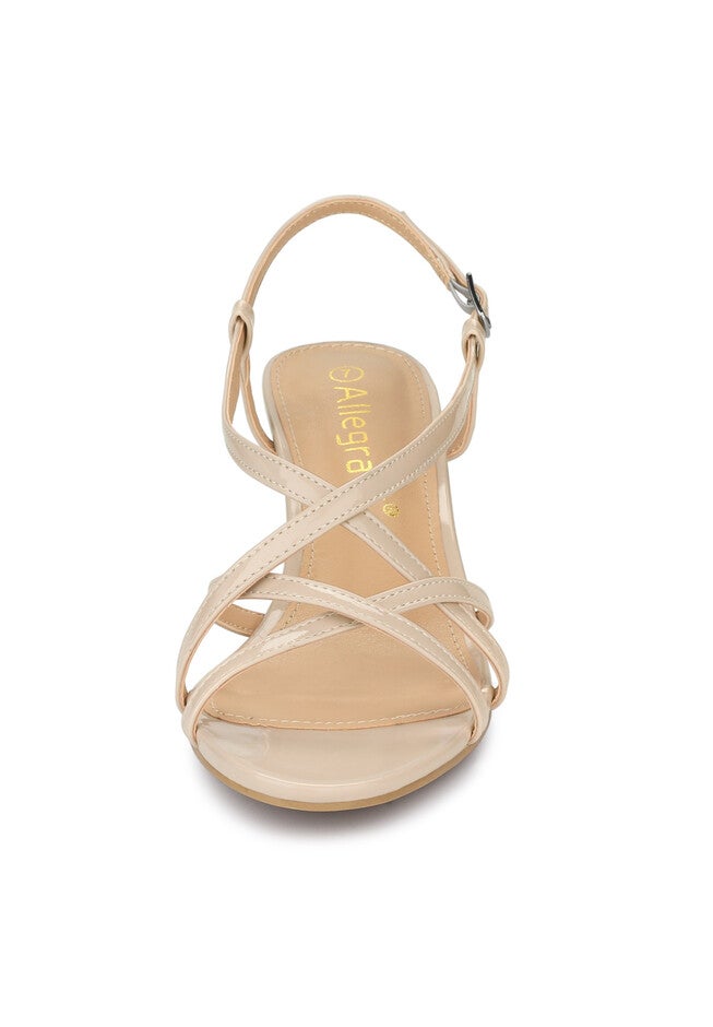 Slingback Strappy Kitten Heel Heels Sandals, Beige / Beige, alternate image number null