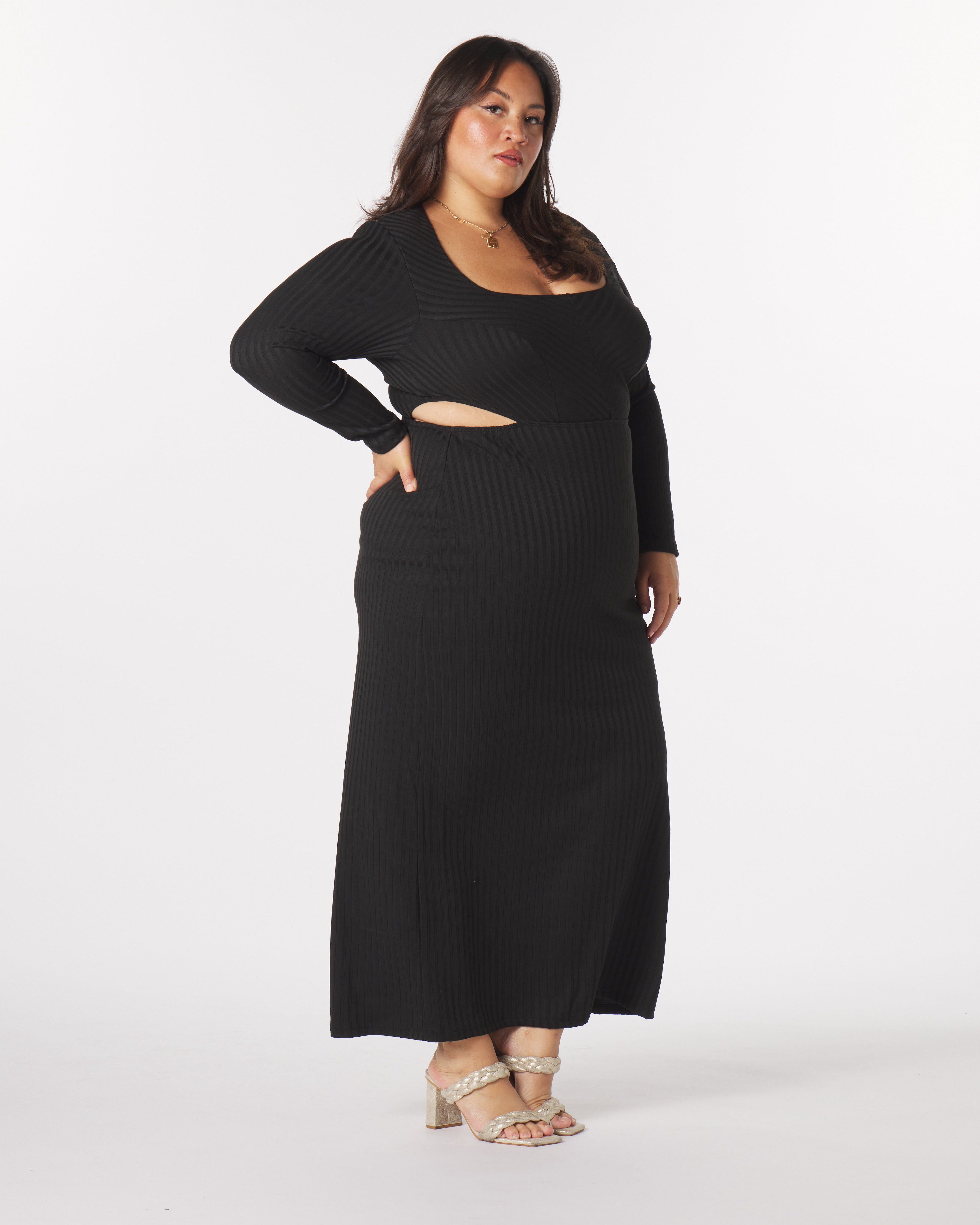 Madeline Cut-Out Maxi Dress, Black / Black, alternate image number 1