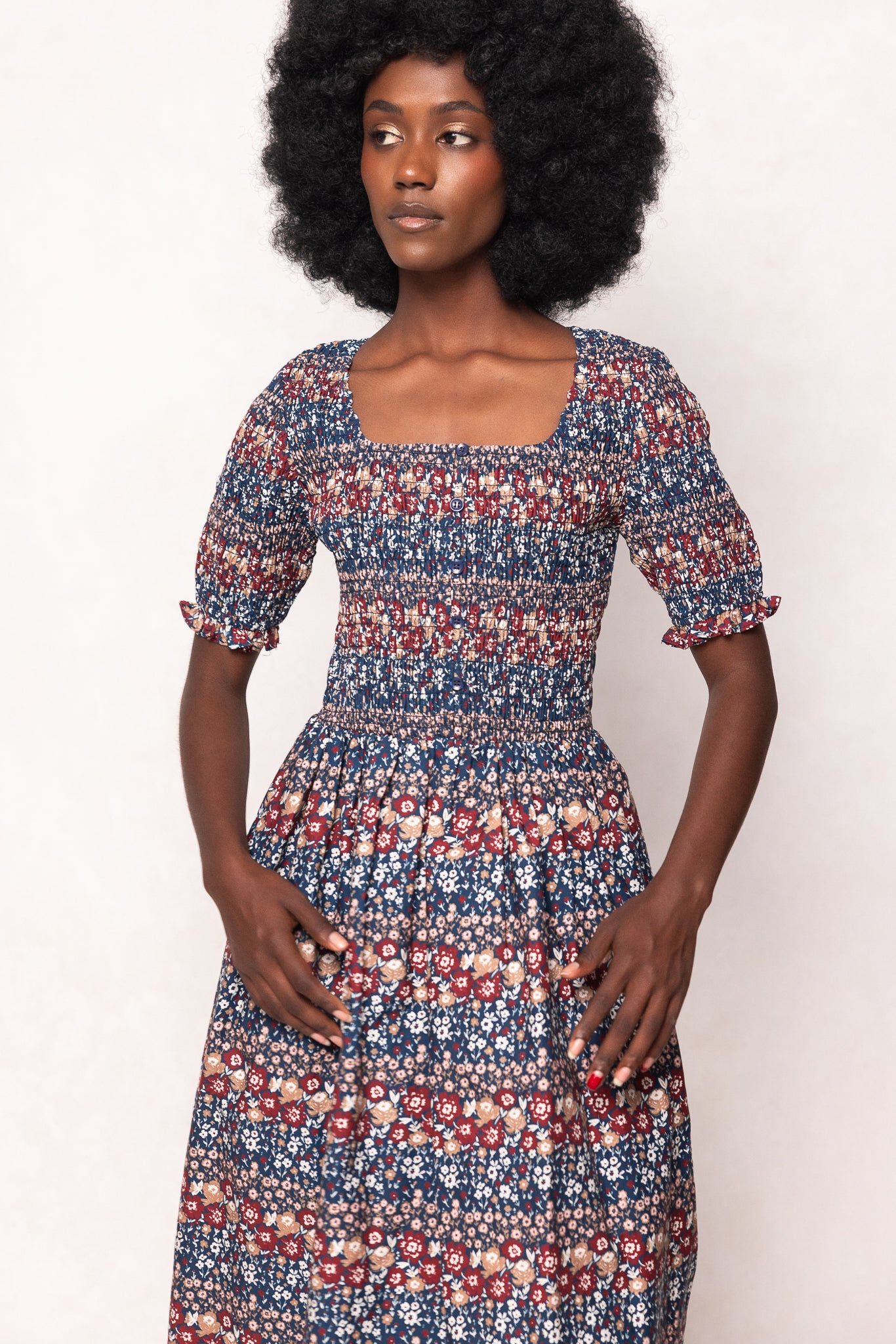 Parker Dress, Dusk Floral Medley / Navy, alternate image number 3