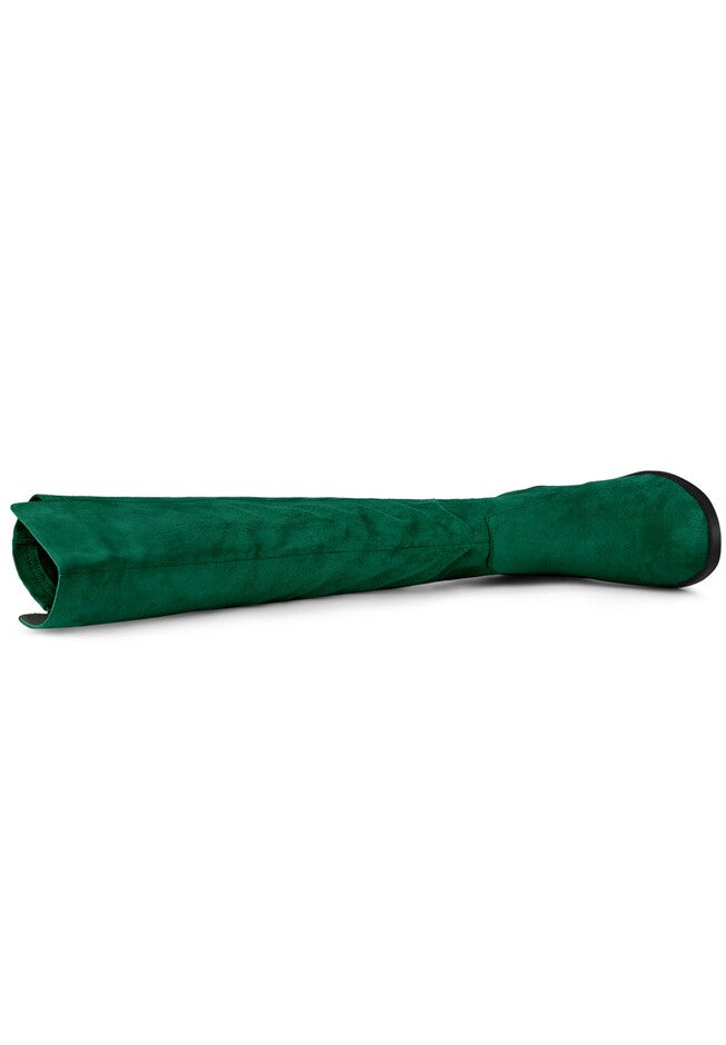 Side Zipper Chunky Heels Knee High Boots, Green / Forest Green, alternate image number 2