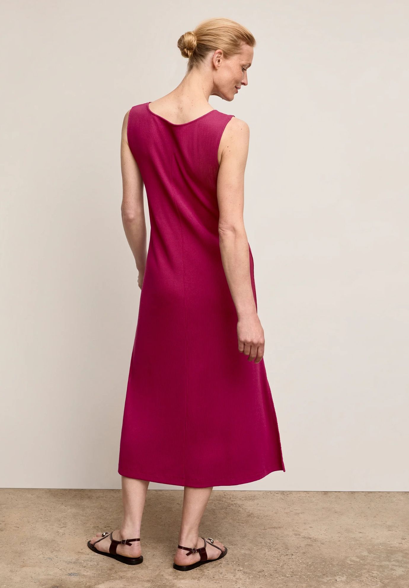Milano Drape Dress - Plush Pima, Dark Fuchsia / Deep Fuchsia, alternate image number 1