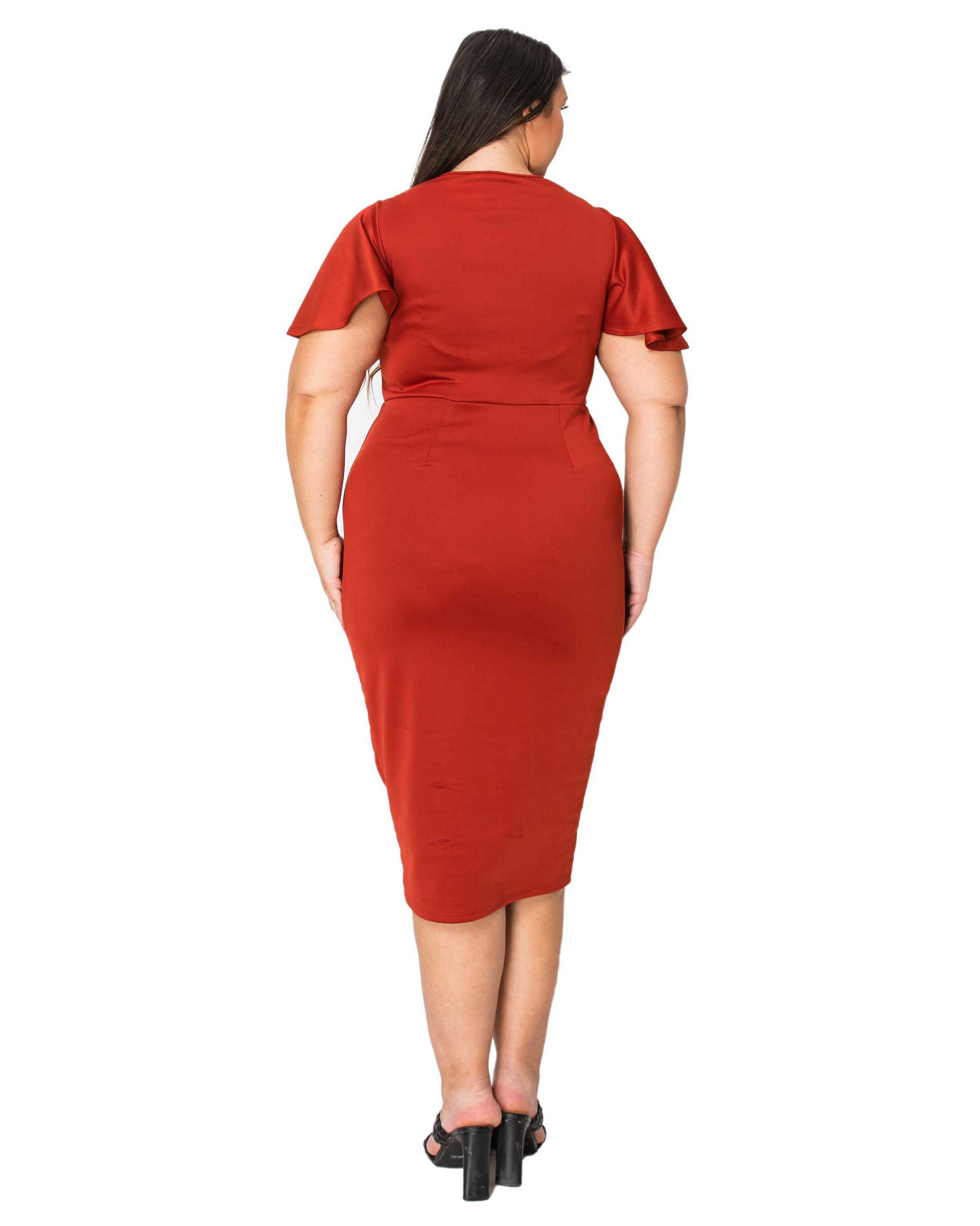 MILLIE CUTOUT FLUTTER DRESS, Rust / Rust, alternate image number 2