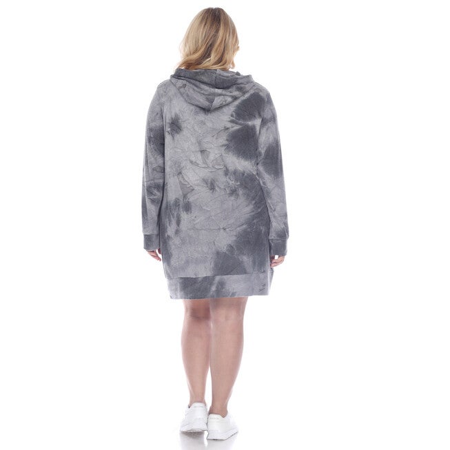 Hoodie Tie Dye Sweatshirt Dress, Charcoal Tie Dye / Charcoal Grey, alternate image number null