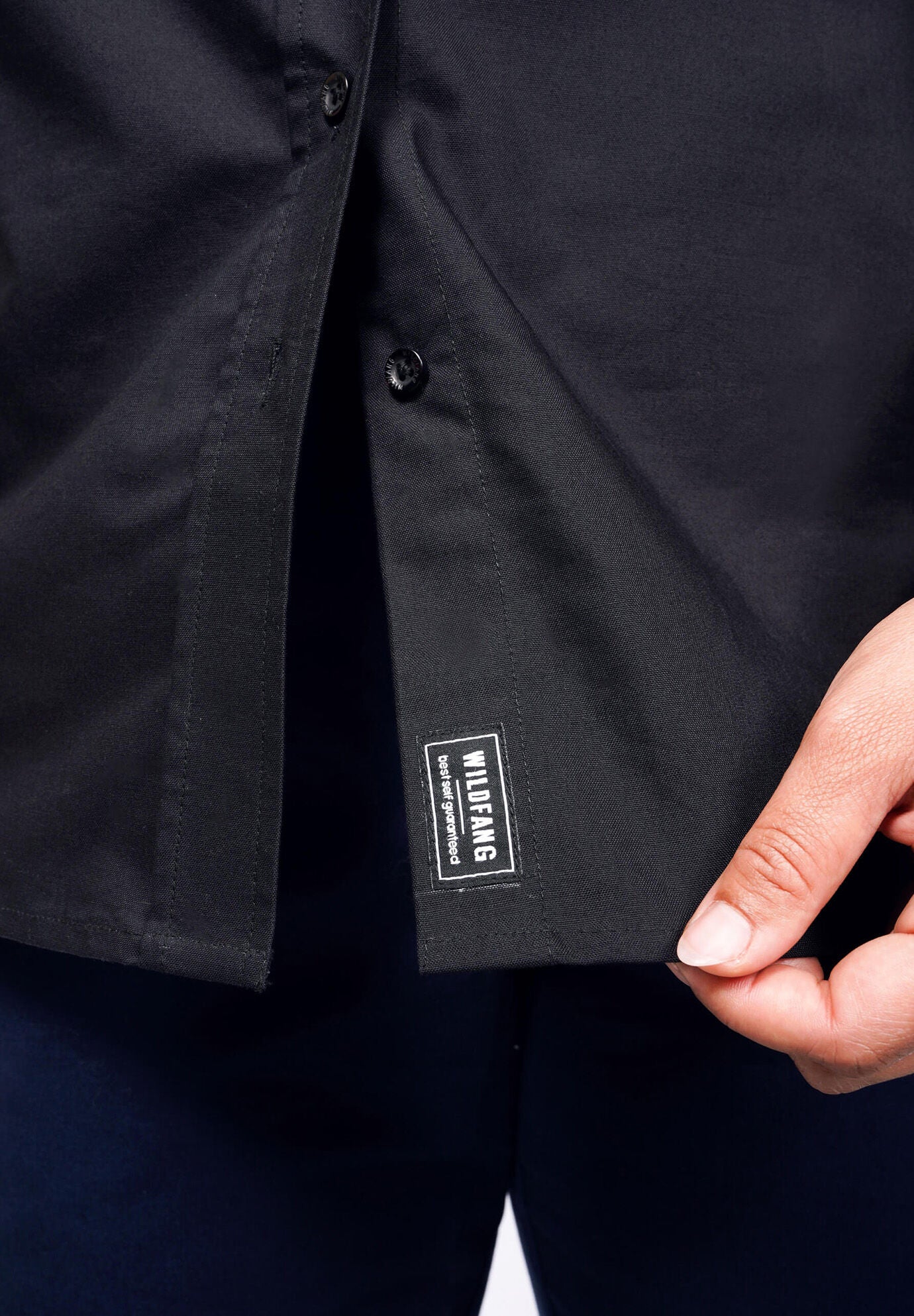The Essential Long Sleeve Oxford Button Up, Black / Black, alternate image number 4