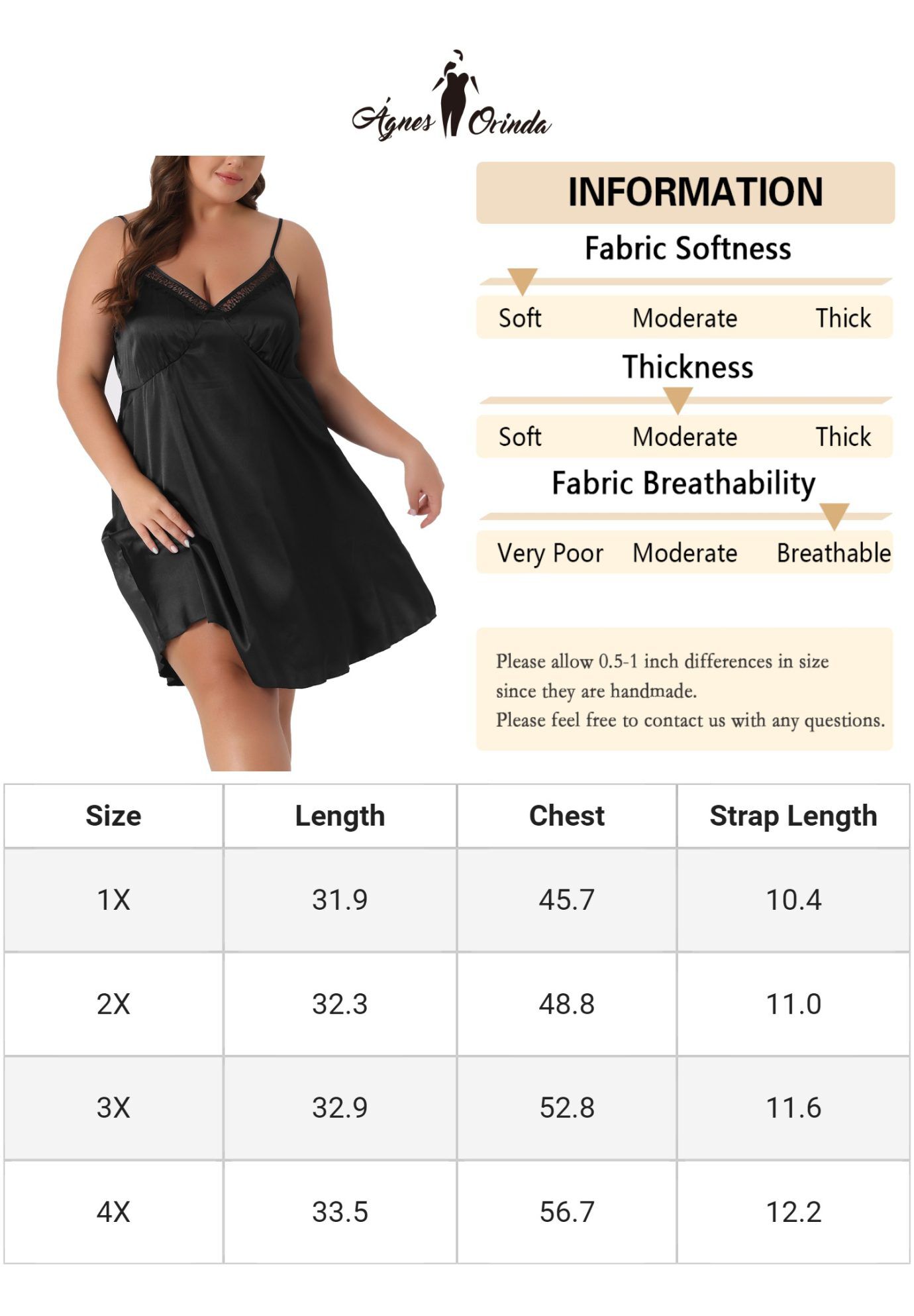 SATIN LACE CHEMISE NIGHTGOWN LINGERIE V-NECK CAMI SLEEVELESS DRESS SLEEPWEAR, Black / Black, alternate image number 4