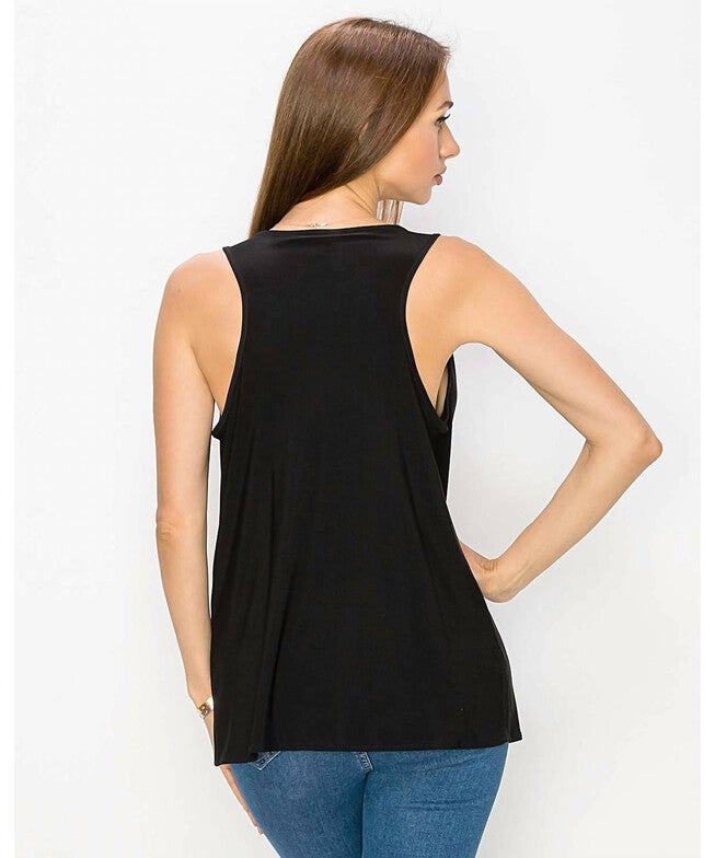 SATIN COWL TANK IN BLACK, Black / Black, alternate image number null