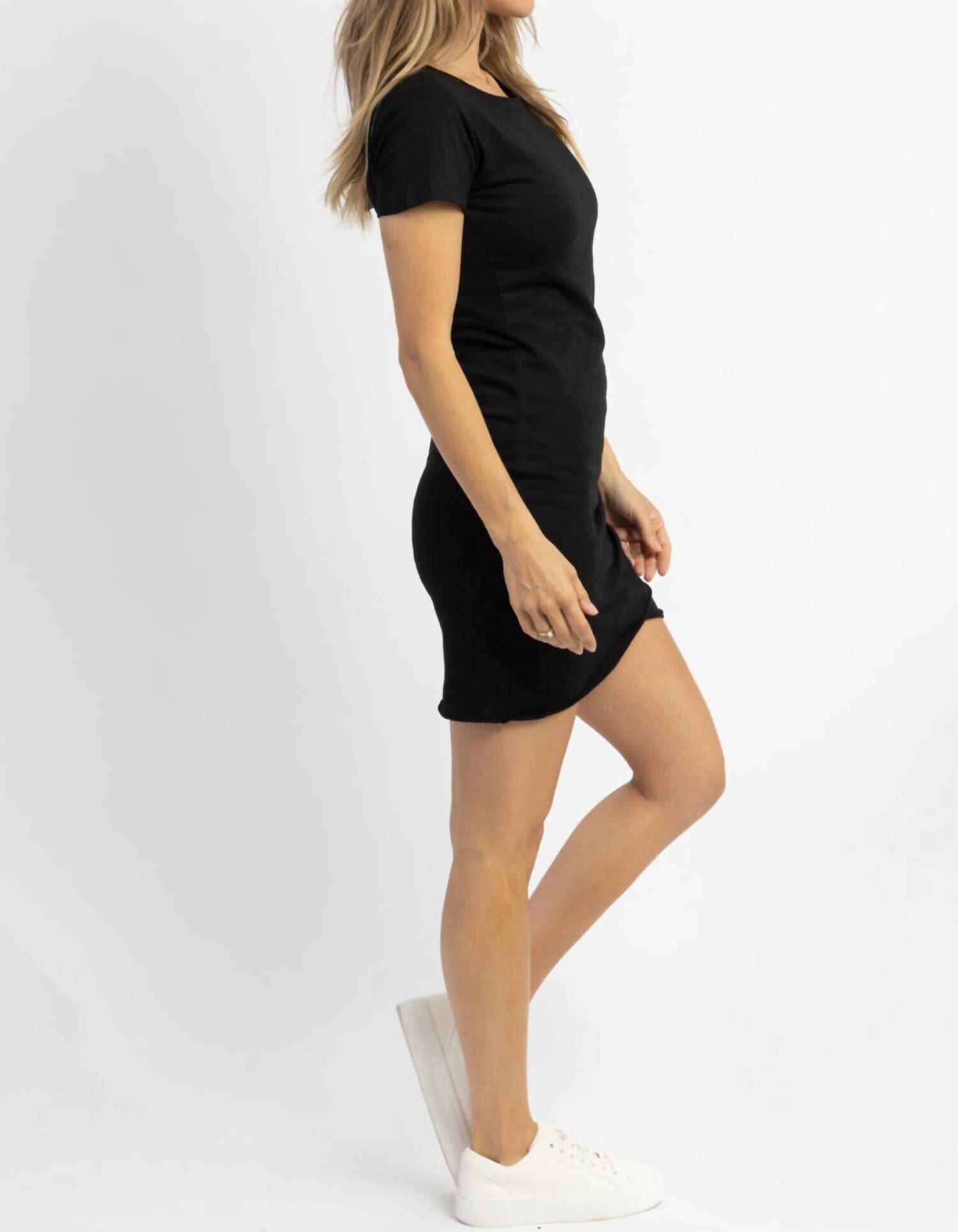 BLISSFUL WRAP MINI DRESS IN BLACK, , alternate image number 9