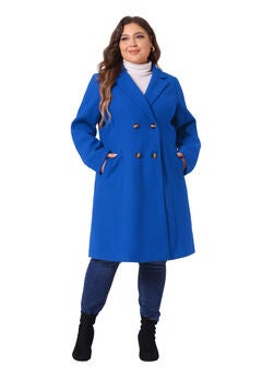 NOTCHED LAPEL WINTER WARM DOUBLE BREASTED LONG COAT