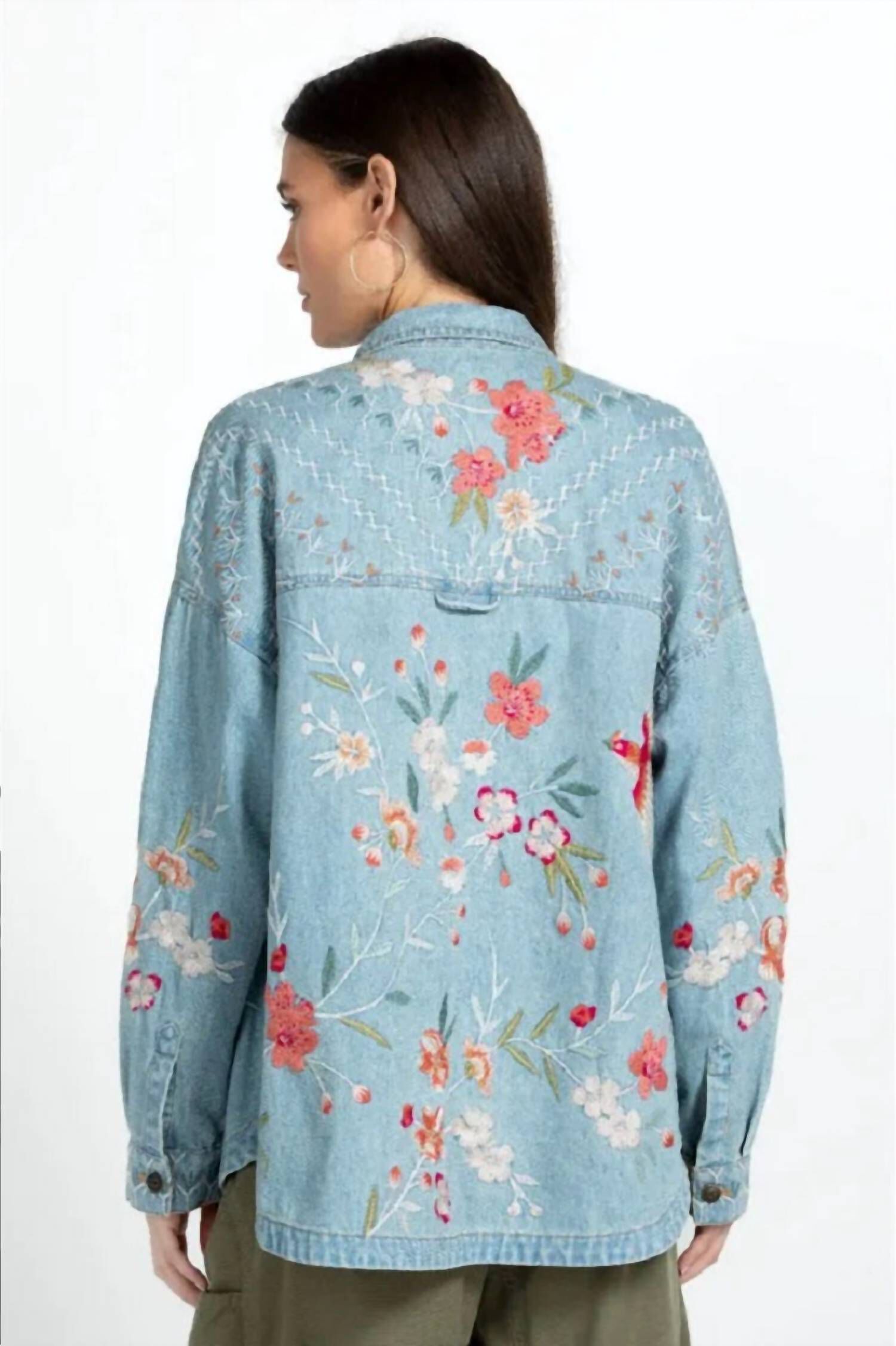 CHERRI DENIM POCKET OVERSHIRT IN DENIM BLUE, , alternate image number 5