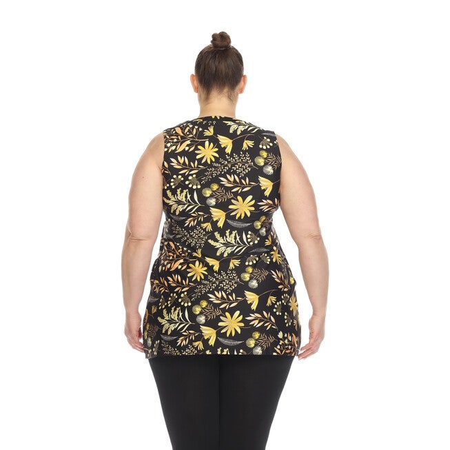 Floral Sleeveless Tunic Top, Black / Black, alternate image number null
