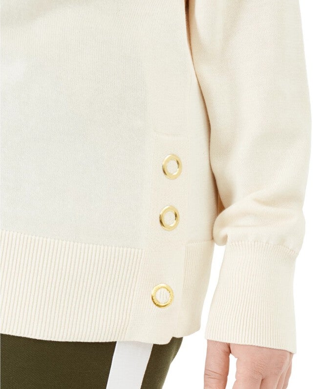 Michael Kors Women's Plus Side-Snap Sweater White 0X, , alternate image number null