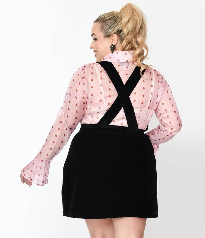 Smak Parlour Curve Pink & Strawberries Stripe Ruffle Blouse, , alternate image number null