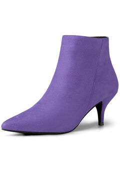 POINTED TOE KITTEN HEEL ZIP BOOTIES