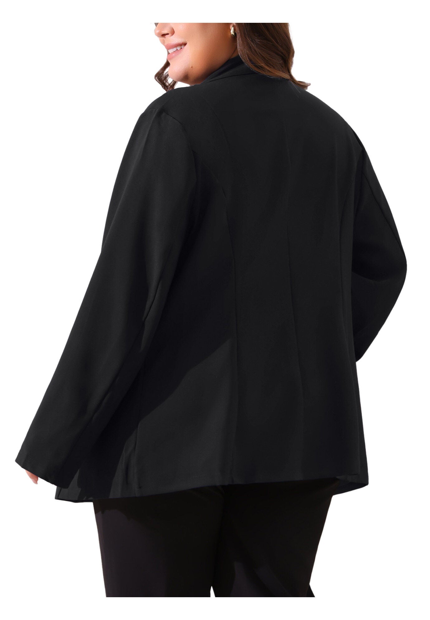 OFFICE WORK BUTTON LONG SLEEVE BLACK BLAZER, Black / Black, alternate image number 3