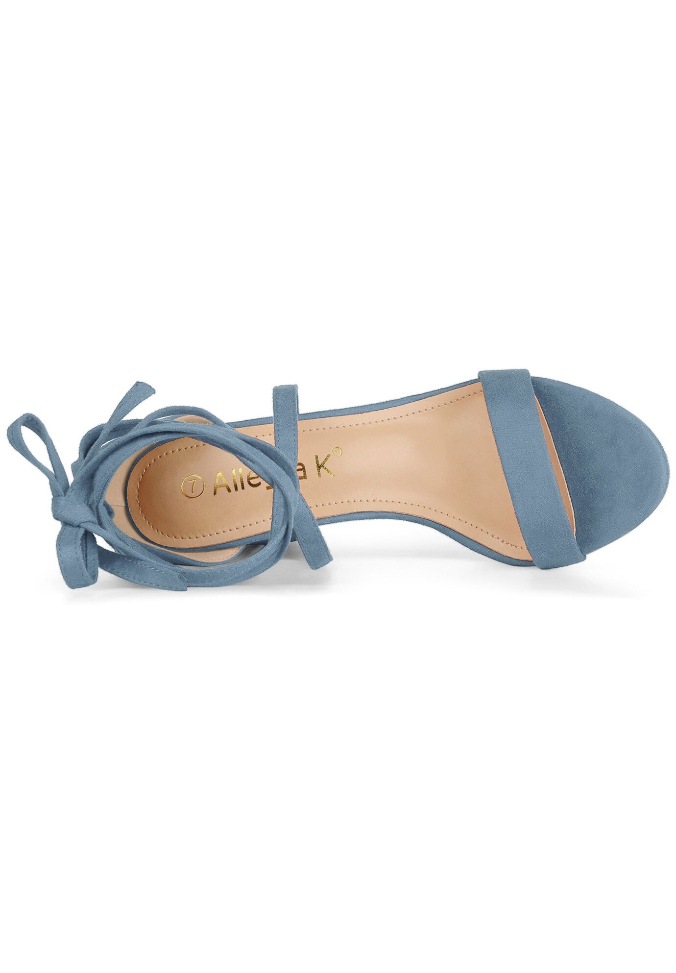 Strappy Chunky High Heels Lace Up Heels Sandals, Haze Blue / Dusty Blue, alternate image number 3
