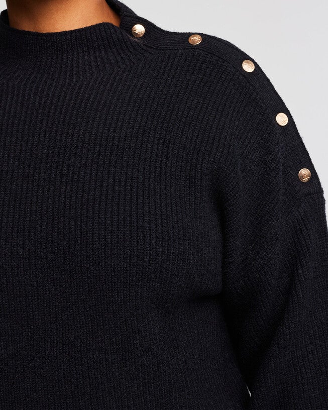 Clovelly Ribbed Turtle Neck Sweater, BLACK / Black, alternate image number 4