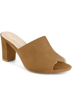 Slip On Chunky Heels Mules Slide Sandals