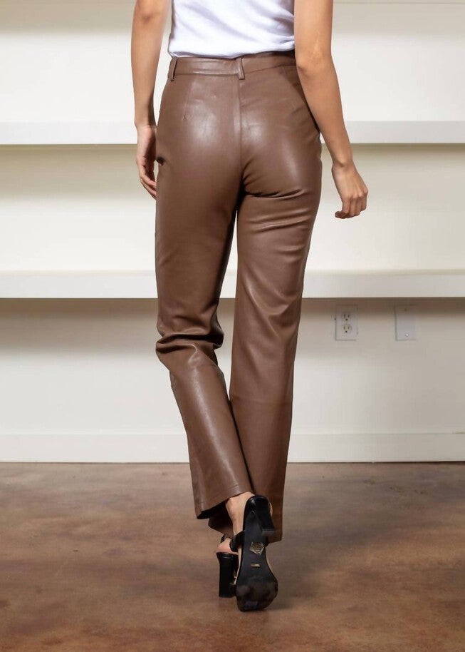 ADLER FAUX LEATHER PANT IN BROWN, Brown / Brown, alternate image number 2