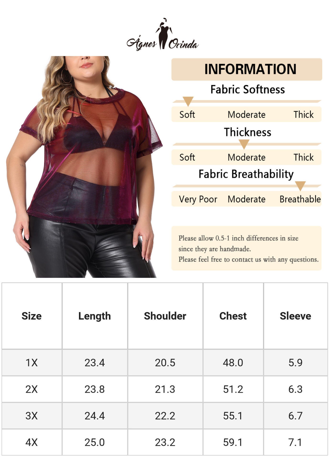 DROP SHOULDER SHEER MESH TOP, Black Red / Red, alternate image number 4