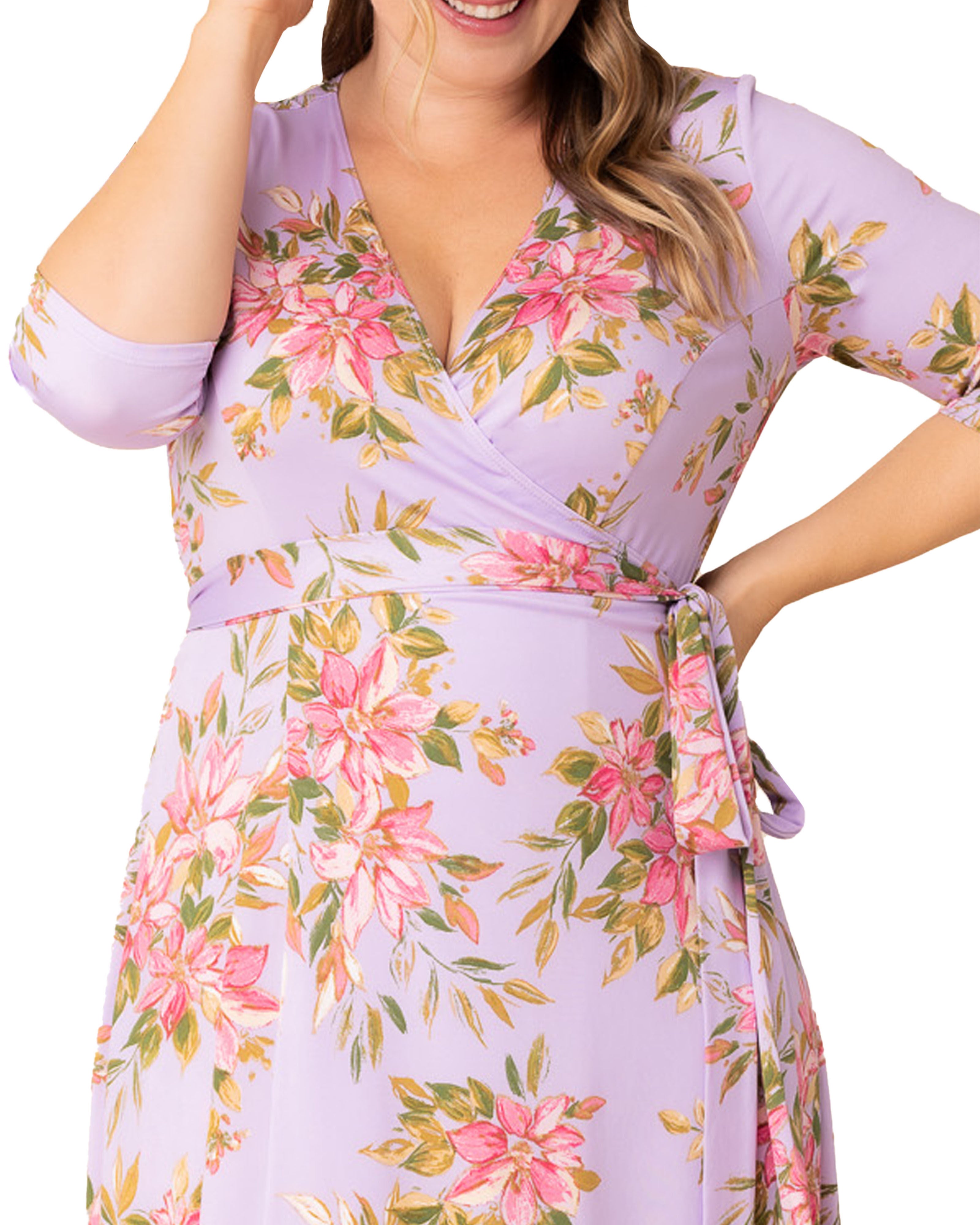 Signature Wrap Dress, LILAC ROMANTIC FLORALS / Lilac, alternate image number 2