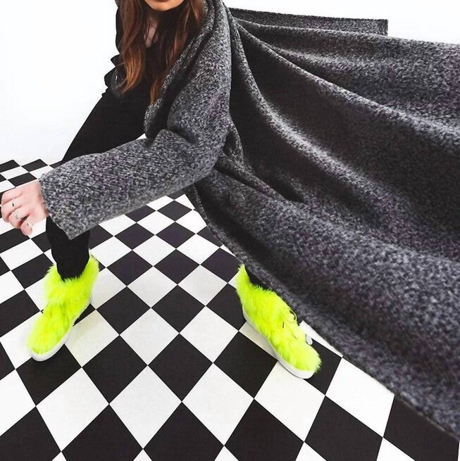 LOOSE OVERCOAT IN ASH BLACK, Ash Black / Black, alternate image number null