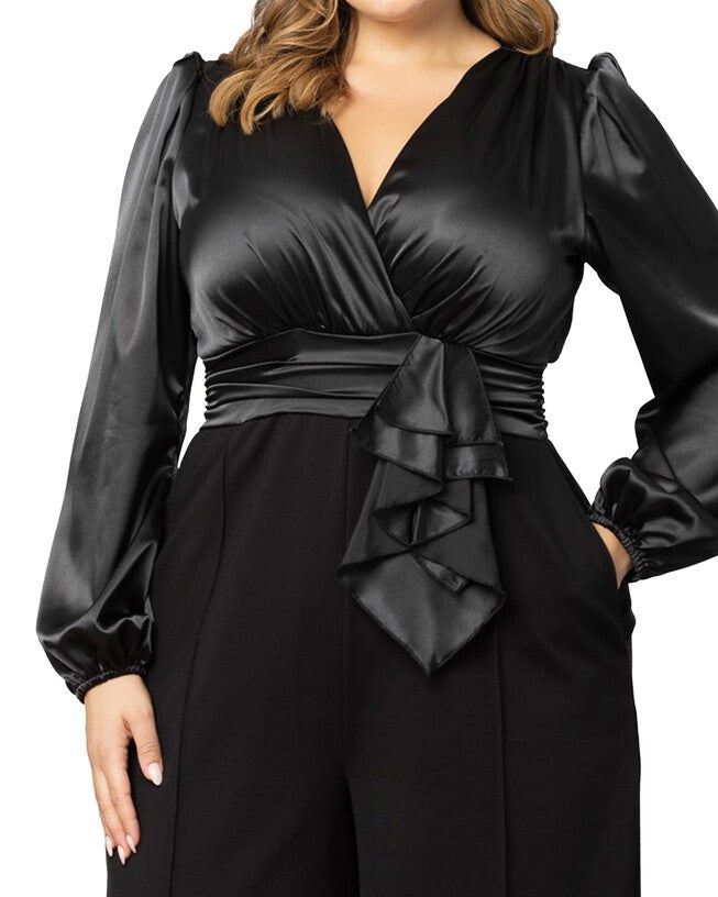 Refined Satin Jumpsuit, ONYX / Black, alternate image number 2