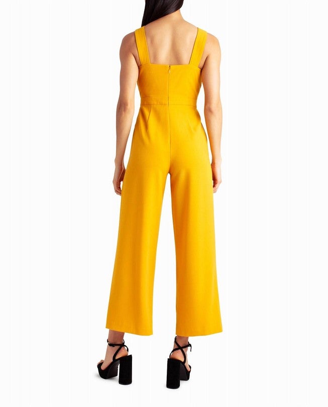 CHARLI STRETCH CREPE HALTER NECK JUMPSUIT, Golden Orange / Orange, alternate image number null