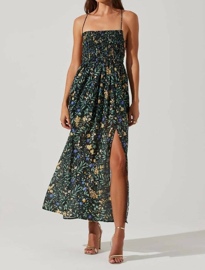 STASIA FLORAL MAXI DRESS IN GREEN, Green / Forest Green, hi-res image number 0
