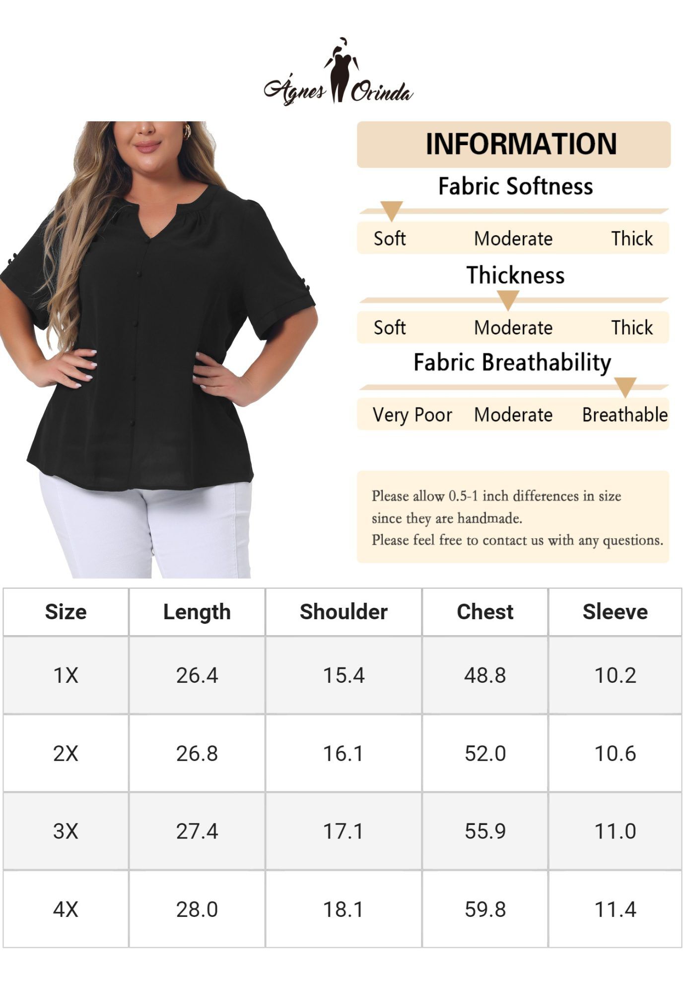 Ruched V Neck Short Sleeve Shirt, Black / Black, alternate image number 1