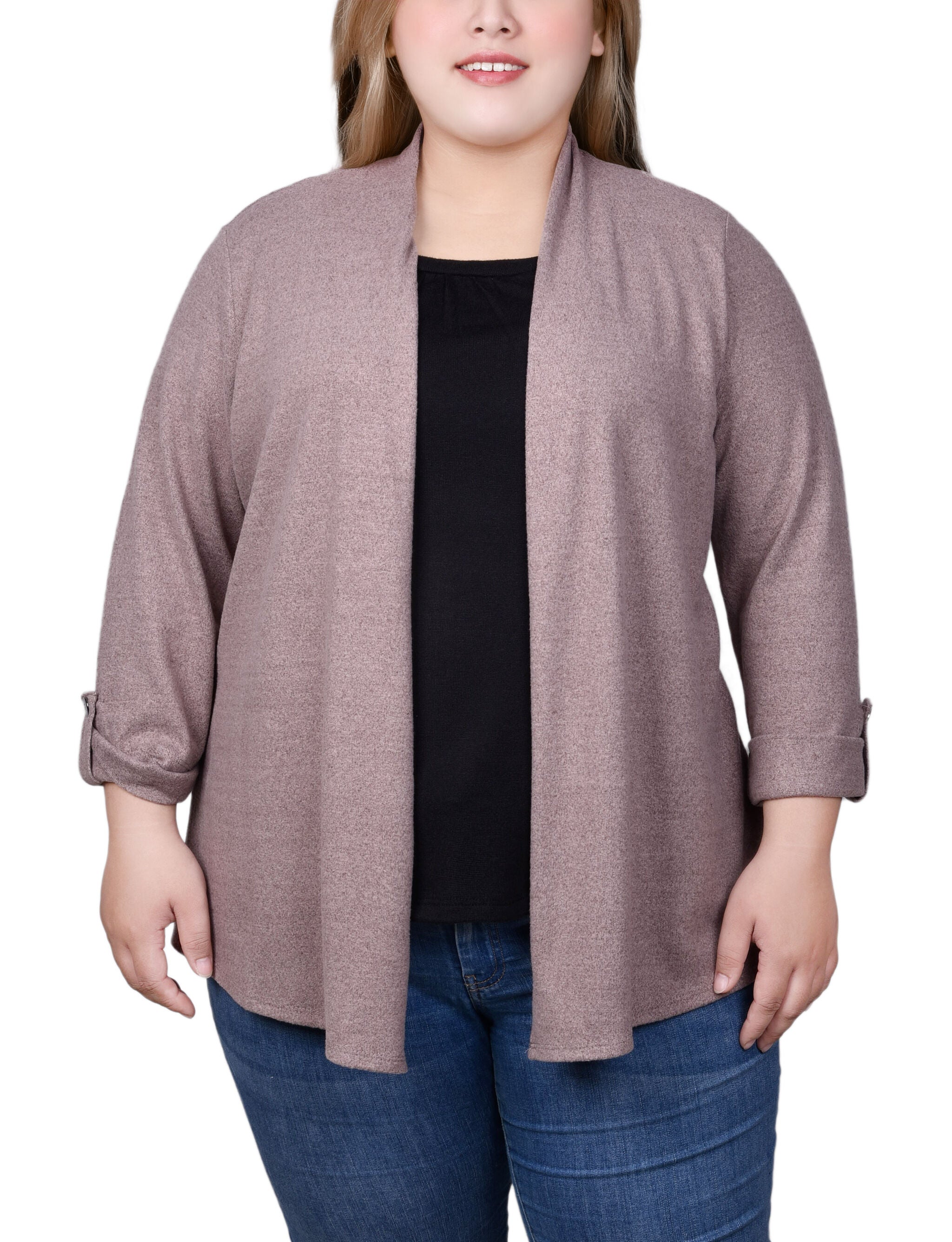 3/4 Sleeve Two In One Top, Peppercorn, hi-res image number 0