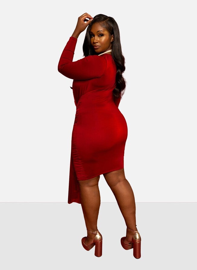 Shai Draped Bodycon Mini Dress, Red / Red, alternate image number null