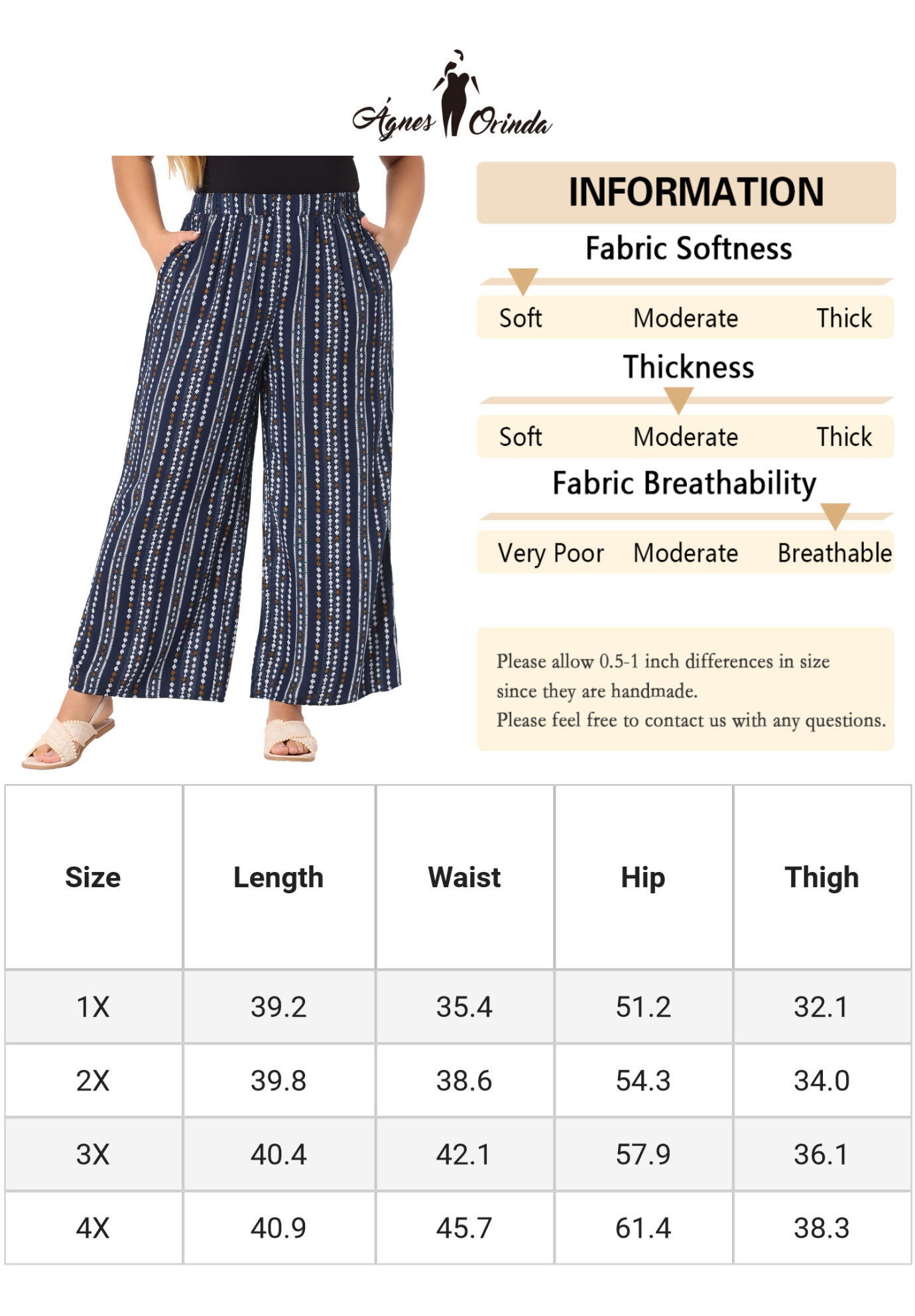 STRIPE BOHO WIDE LEG PAPER BAG PALAZZO PANTS, Navy Blue / Navy, alternate image number 4