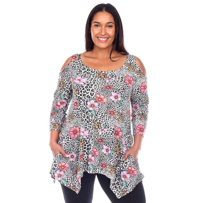 Antonia Cold Shoulder Tunic, Leopard / Brown, alternate image number 3