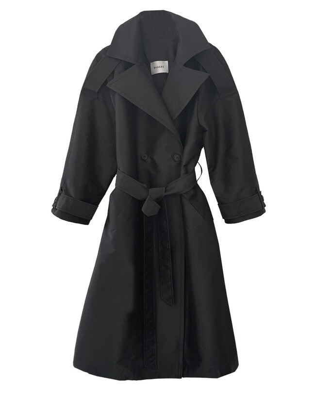 Modern Classic Black Taffeta Trench, Black / Black, hi-res image number 0
