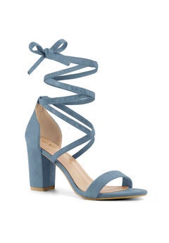 Blue Chunky Heel Sandals