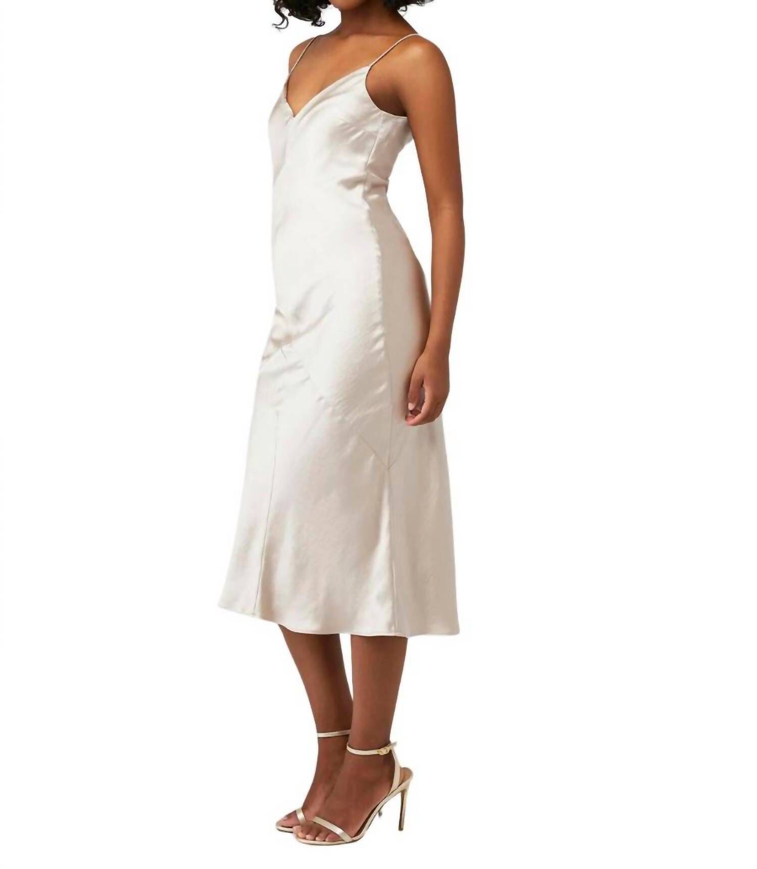 Dolly Satin Dress in Oyster, , alternate image number 3