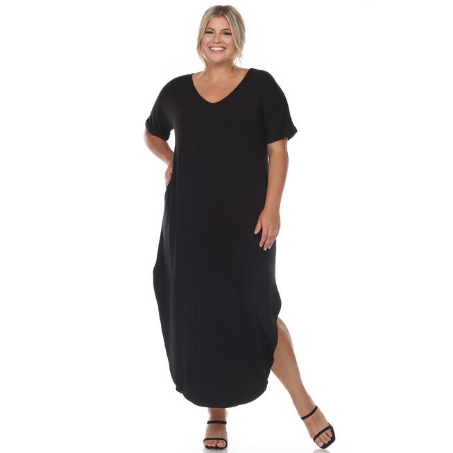 Short Sleeve V-neck Maxi Dress, , alternate image number 5