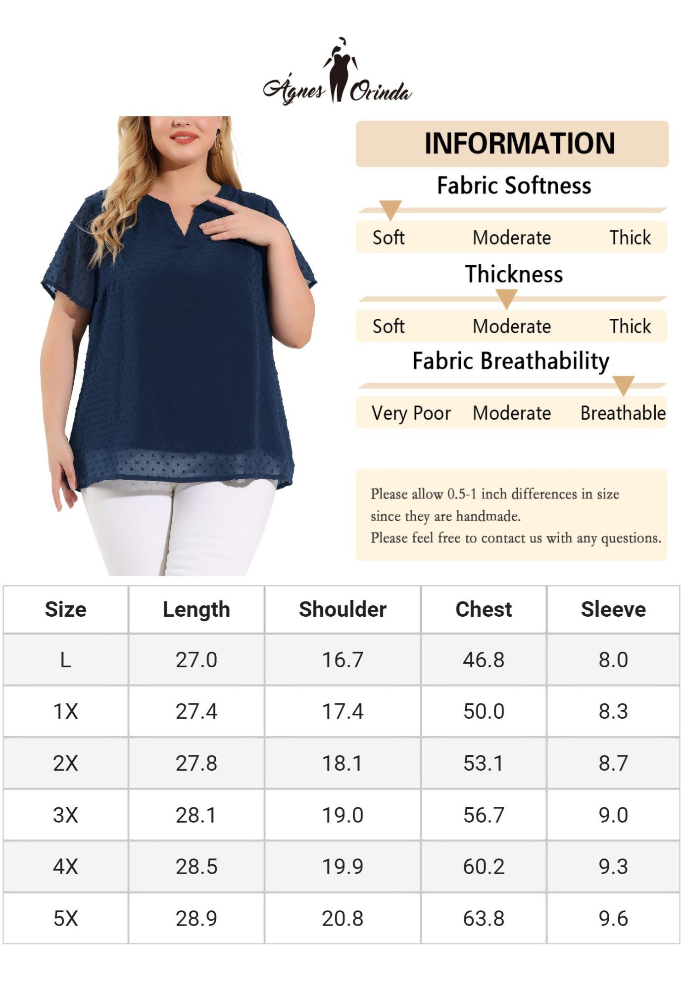 Swiss Dots Notched Neck Short Sleeve Basic Blouse, Navy Blue / Navy, alternate image number 4