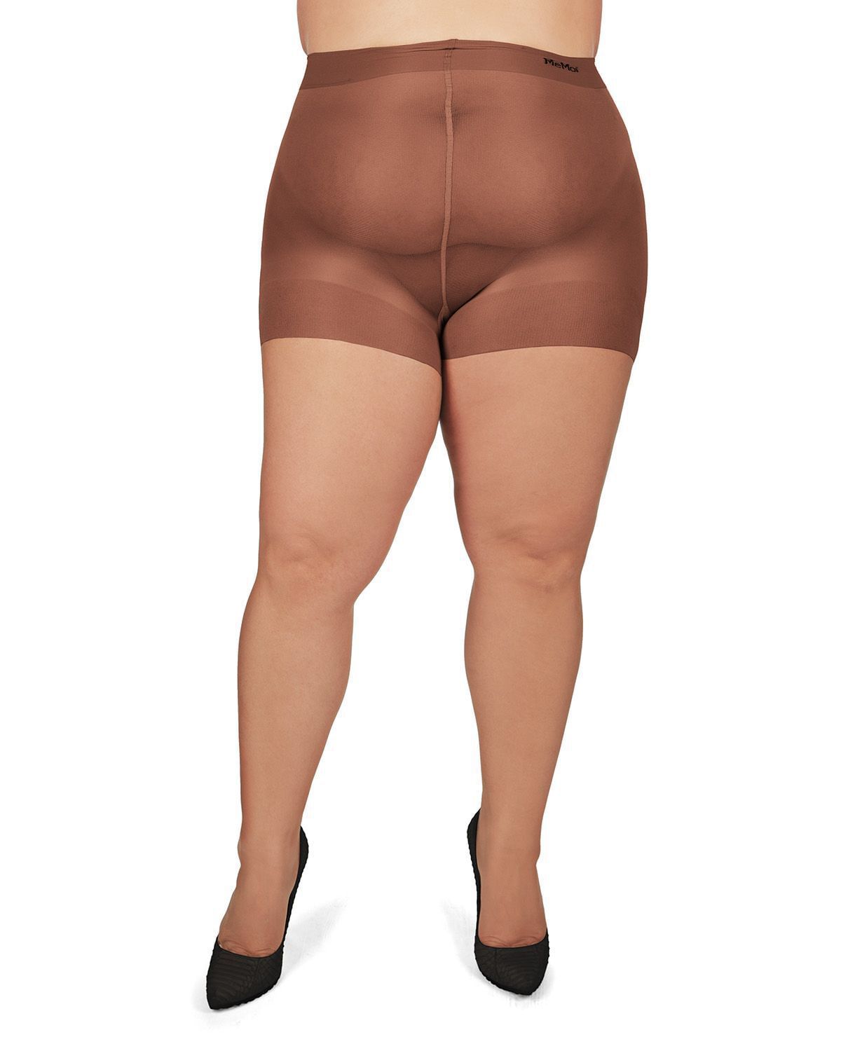 Plus Size Curvy Ultra Sheer Control Top Pantyhose, French Coffee / Mocha, alternate image number 1