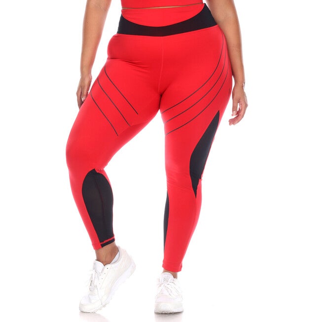 High-Waist Reflective Piping Fitness Leggings, Red / Red, hi-res image number 0
