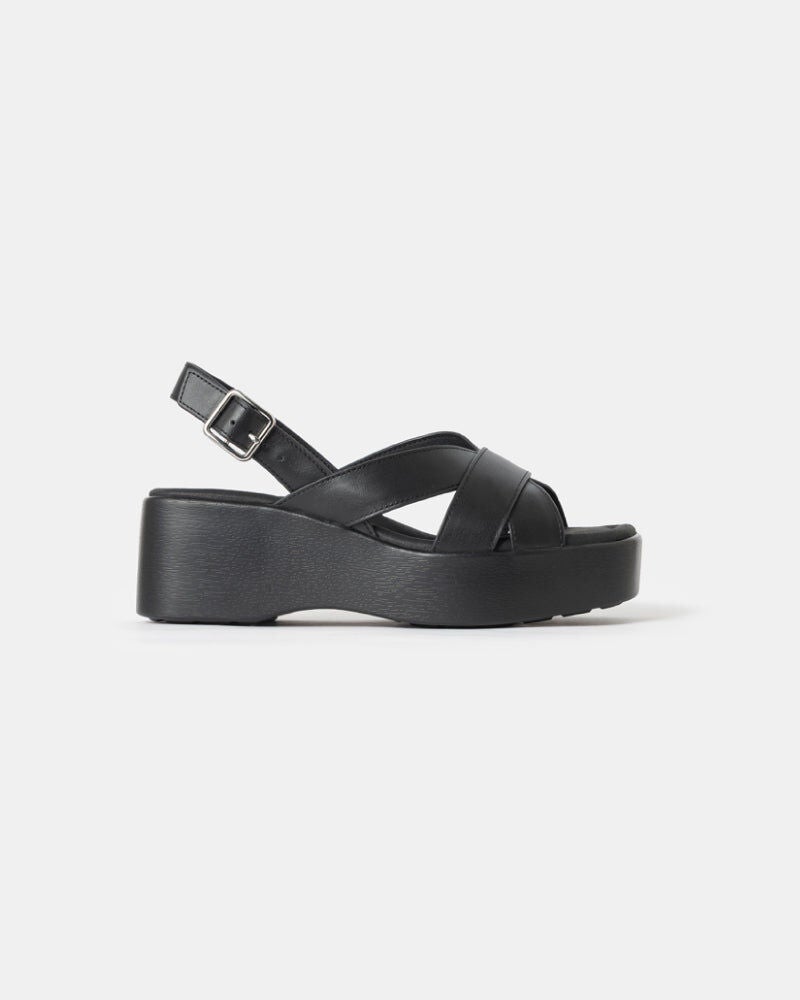 Nina Wedge Sandals, Black / Black, hi-res image number 0