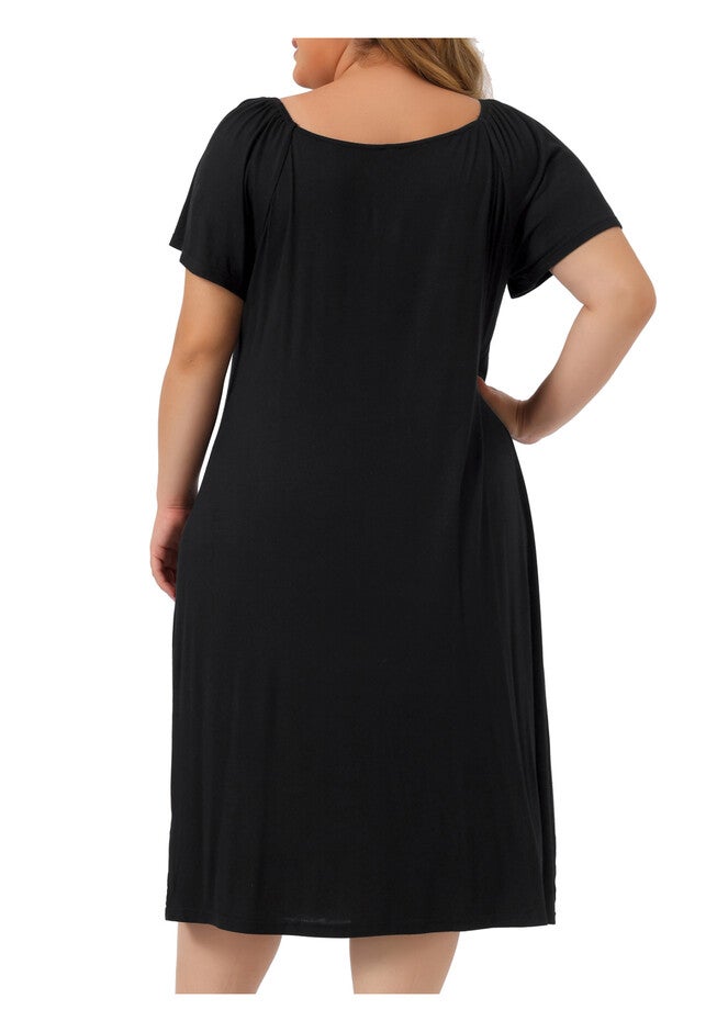 Short Sleeves Lightweight Sleepwear, Black / Black, alternate image number 3