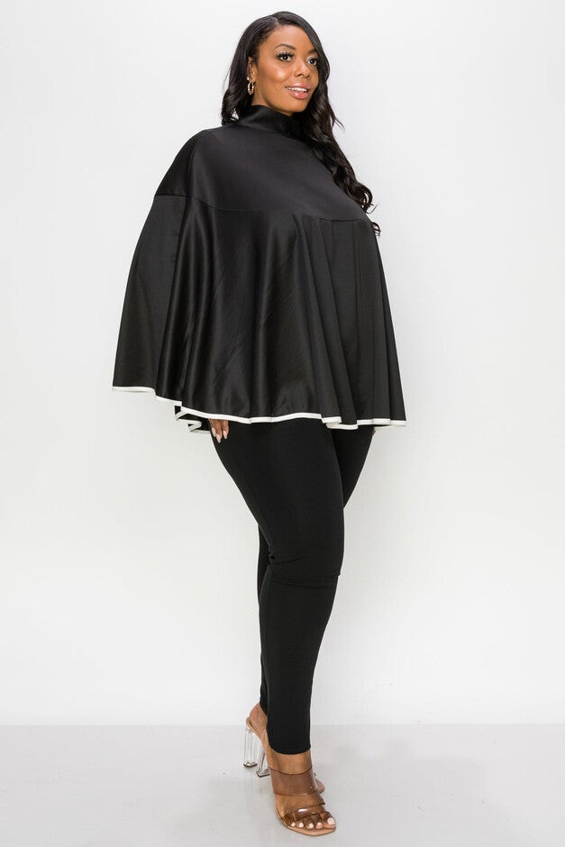 LISA CAPE PONCHO, Black / Black, alternate image number 2